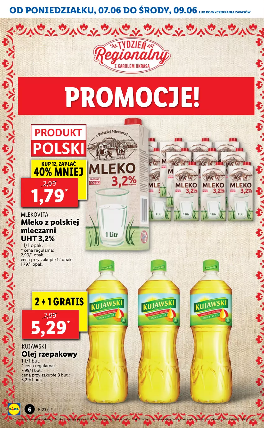 Gazetka promocyjna Lidl - GAZETKA - ważna 07.06 do 09.06.2021 - strona 6 - produkty: Gra, Kujawski, Mleko, Mlekovita, Olej, Olej rzepakowy