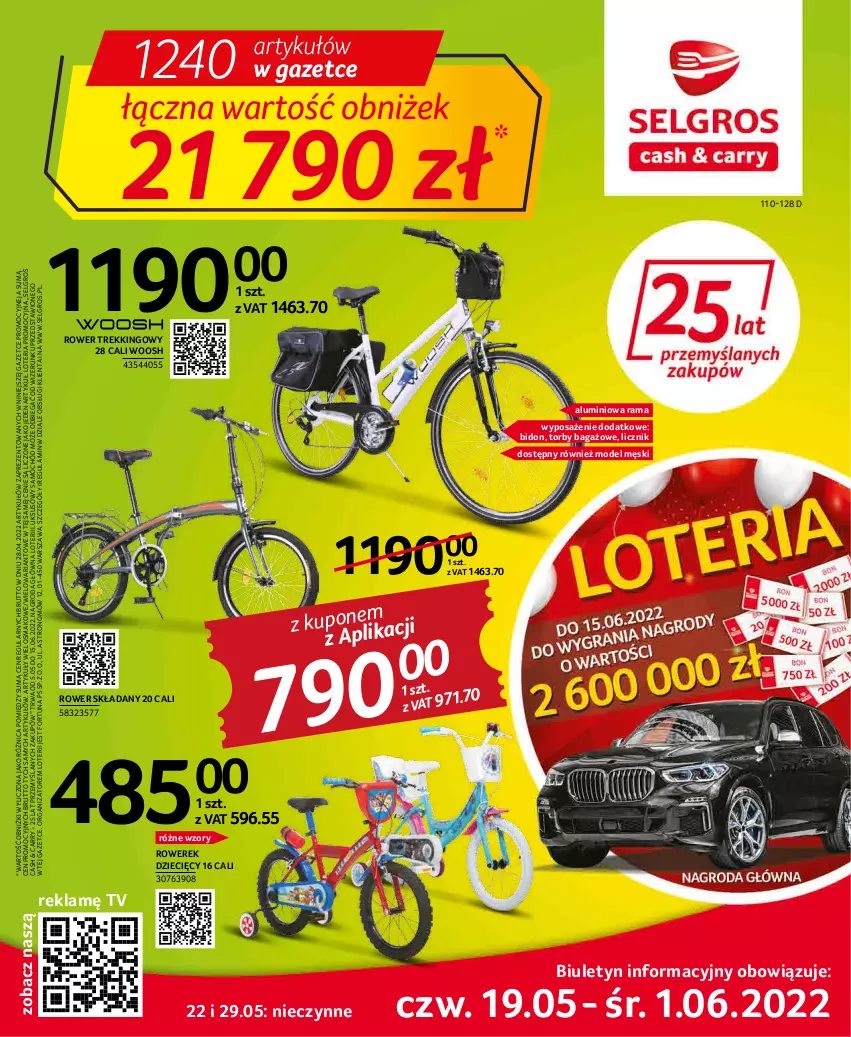 Gazetka promocyjna Selgros - Oferta przemysłowa - ważna 19.05 do 01.06.2022 - strona 1 - produkty: Dzieci, Fortuna, LG, Rama, Rower, Rowerek, Samochód