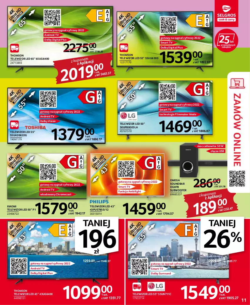 Gazetka promocyjna Selgros - Oferta przemysłowa - ważna 19.05 do 01.06.2022 - strona 11 - produkty: Android TV, Smart tv, Soundbar, Subwoofer, Telewizor, Thomson