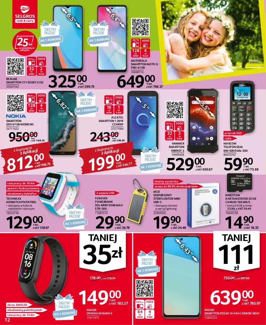 Gazetka promocyjna Selgros - Oferta przemysłowa - ważna 19.05 do 01.06.2022 - strona 12 - produkty: Amol, Gra, Kamery, Motorola, Opaska, Powerbank, Psi Patrol, Pulsoksymetr, Smartfon, Sok, Sos, Sterylizator, Telefon