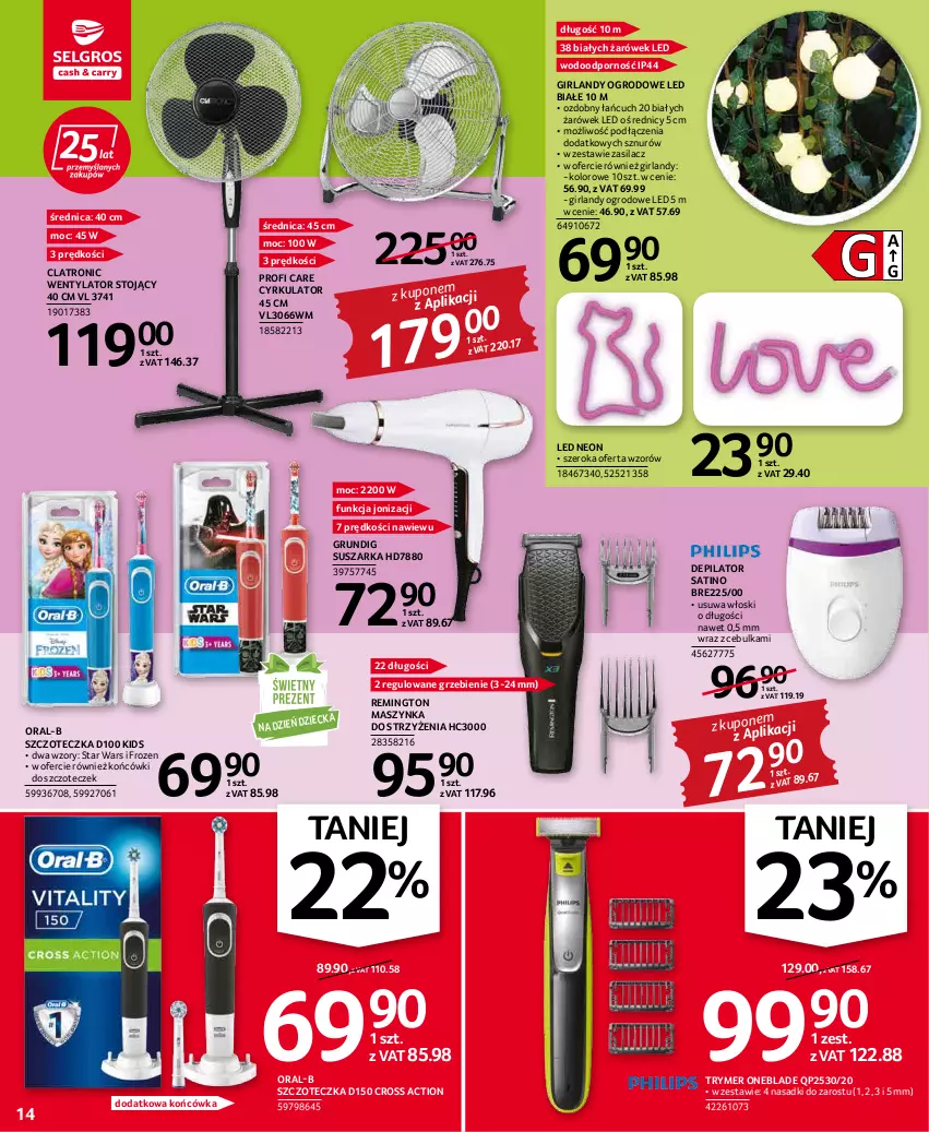 Gazetka promocyjna Selgros - Oferta przemysłowa - ważna 19.05 do 01.06.2022 - strona 14 - produkty: Depilator, Frozen, Maszynka, Por, Remington, Sati, Star Wars, Suszarka, Szczoteczka, Szynka