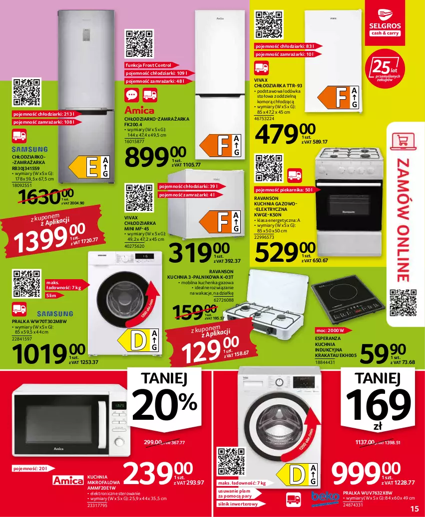 Gazetka promocyjna Selgros - Oferta przemysłowa - ważna 19.05 do 01.06.2022 - strona 15 - produkty: Chłodziarka, Control, Fa, K2, Kuchnia, Kuchnia gazowo-elektryczna, Lodówka, Mobil, Piekarnik, Pralka, Zamrażarka