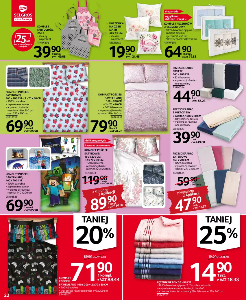 Gazetka promocyjna Selgros - Oferta przemysłowa - ważna 19.05 do 01.06.2022 - strona 22 - produkty: Fa, Gra, Komplet pościeli, Pościel, Poszewka, Prześcieradło, Ręcznik, Wełna