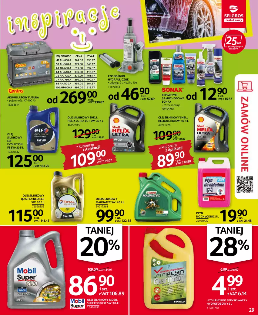 Gazetka promocyjna Selgros - Oferta przemysłowa - ważna 19.05 do 01.06.2022 - strona 29 - produkty: Akumulator, Dźwig, Mobil, Olej, Olej silnikowy, Płyn do chłodnic, Płyn do spryskiwaczy, Sonax