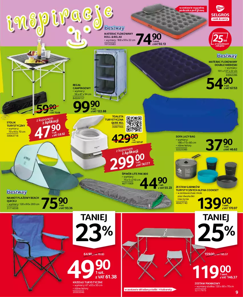 Gazetka promocyjna Selgros - Oferta przemysłowa - ważna 19.05 do 01.06.2022 - strona 9 - produkty: Fa, Krzesło, Materac, Namiot, Poduszka, Regał, Sofa, Stolik, Taboret, Tera