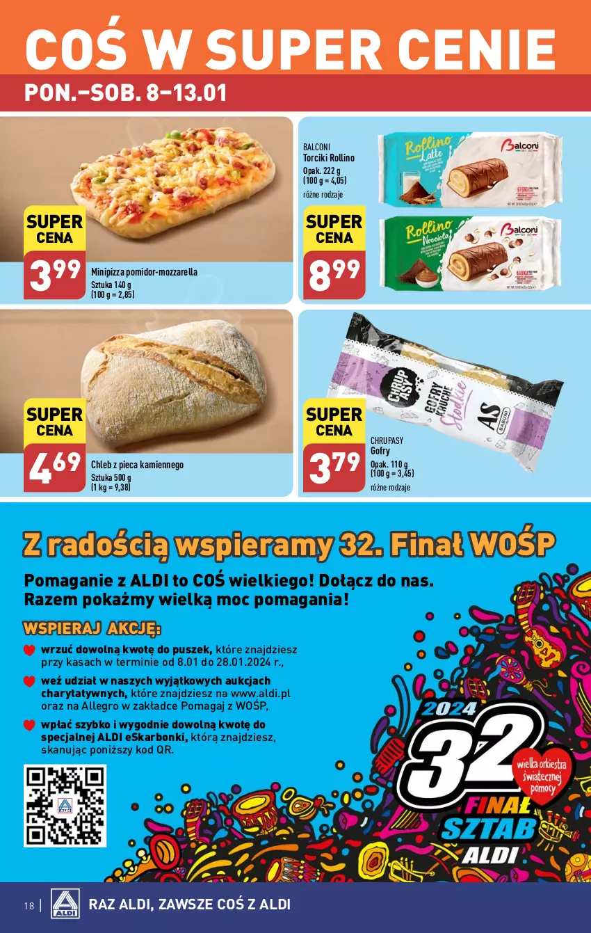 Gazetka promocyjna Aldi - Pełna oferta - ważna 08.01 do 13.01.2024 - strona 18 - produkty: Alcon, Allegro, Chleb, Gofry, Mozzarella, O nas, Piec, Pizza