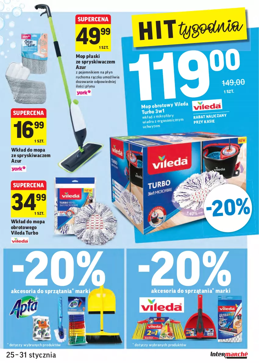 Gazetka promocyjna Intermarche - Gazetka promocyjna - ważna 25.01 do 31.01.2022 - strona 27 - produkty: Mop, Pojemnik, Vileda, Wiadro, Wkład do mopa