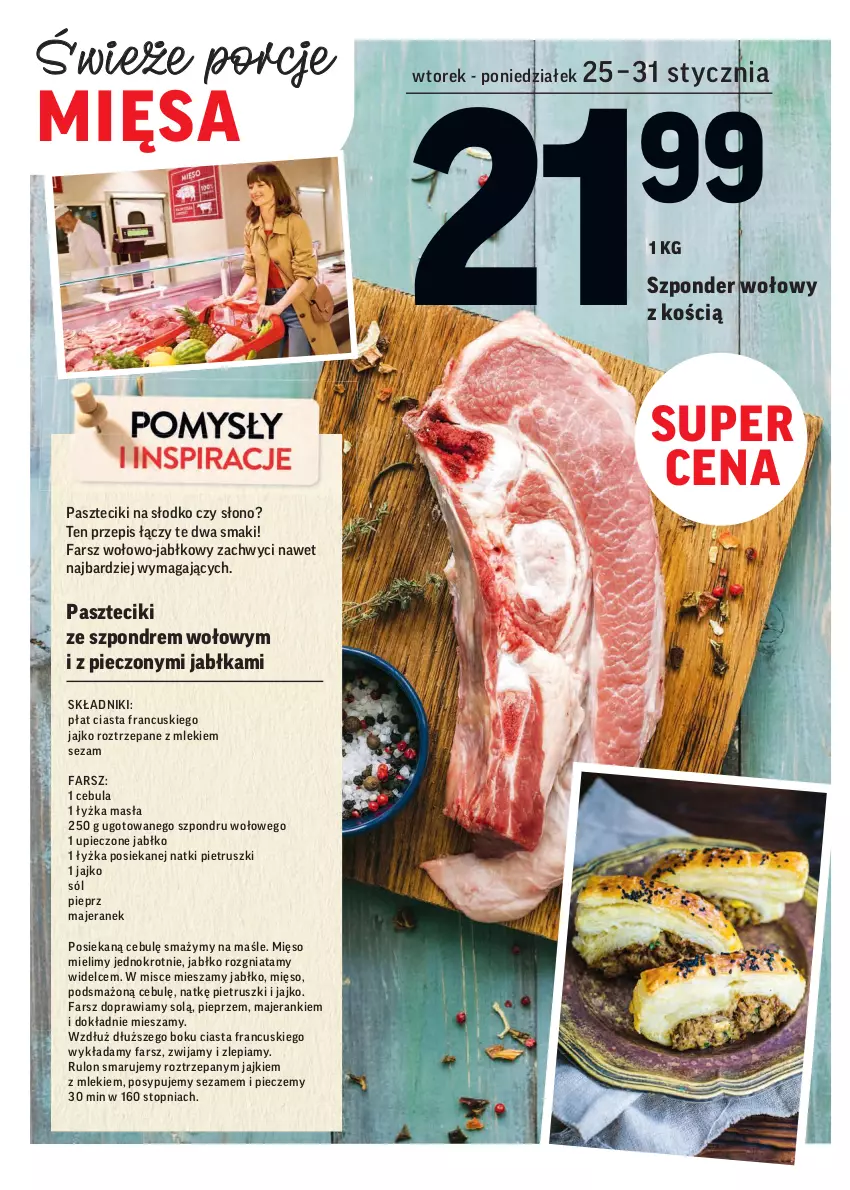 Gazetka promocyjna Intermarche - Gazetka promocyjna - ważna 25.01 do 31.01.2022 - strona 8 - produkty: Cebula, Fa, Jabłka, Mięso, Piec, Pieprz, Por, Sezam, Sól, Szponder wołowy, Top