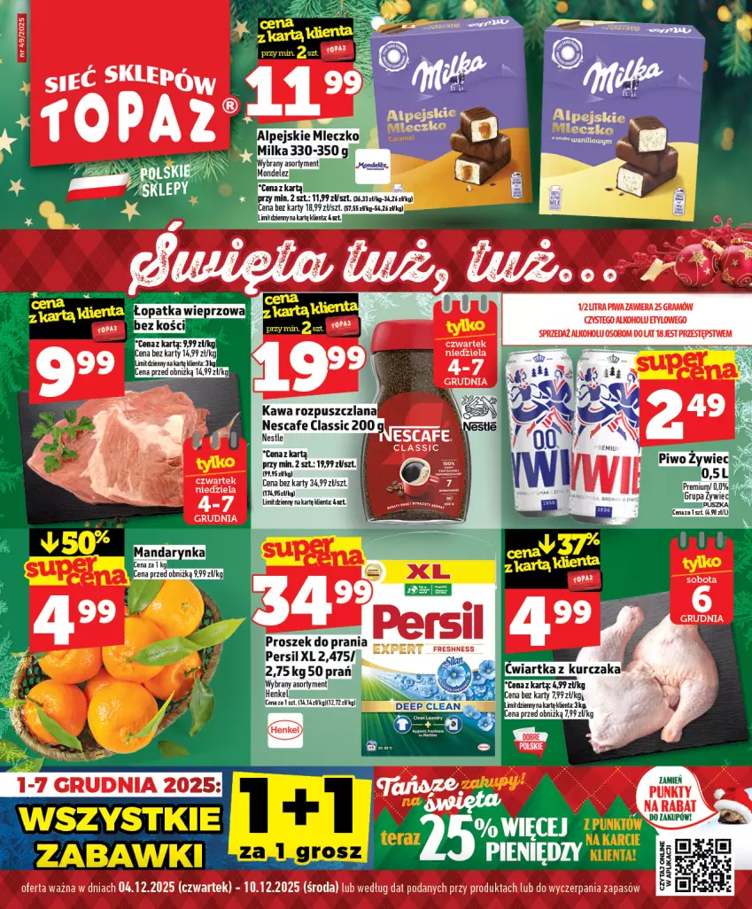 Gazetka promocyjna Topaz - Gazetka - ważna 04.12 do 10.12.2025 - strona 1 - produkty: Gra, Kawa, LANA, Persil, Piwa, Proszek do prania