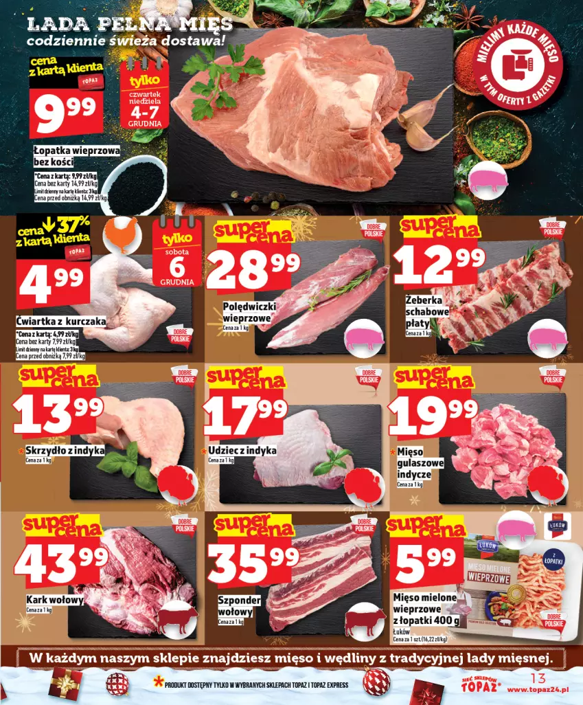 Gazetka promocyjna Topaz - Gazetka - ważna 04.12 do 10.12.2025 - strona 13 - produkty: Kurczak, LG, Mięso, Mięso mielone, Top