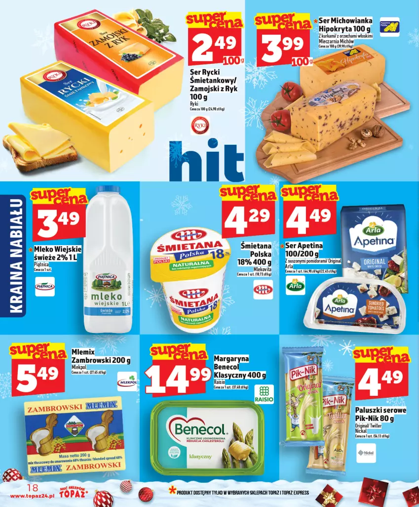 Gazetka promocyjna Topaz - Gazetka - ważna 04.12 do 10.12.2025 - strona 18 - produkty: Gin, Mleko, Mlekovita, Mlemix Zambrowski, Piątnica, Ser, Top, Vita C