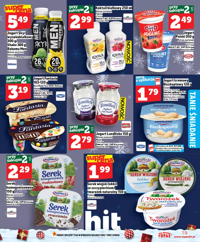 Gazetka promocyjna Topaz - Gazetka - ważna 04.12 do 10.12.2025 - strona 19 - produkty: Ser, Serek, Top