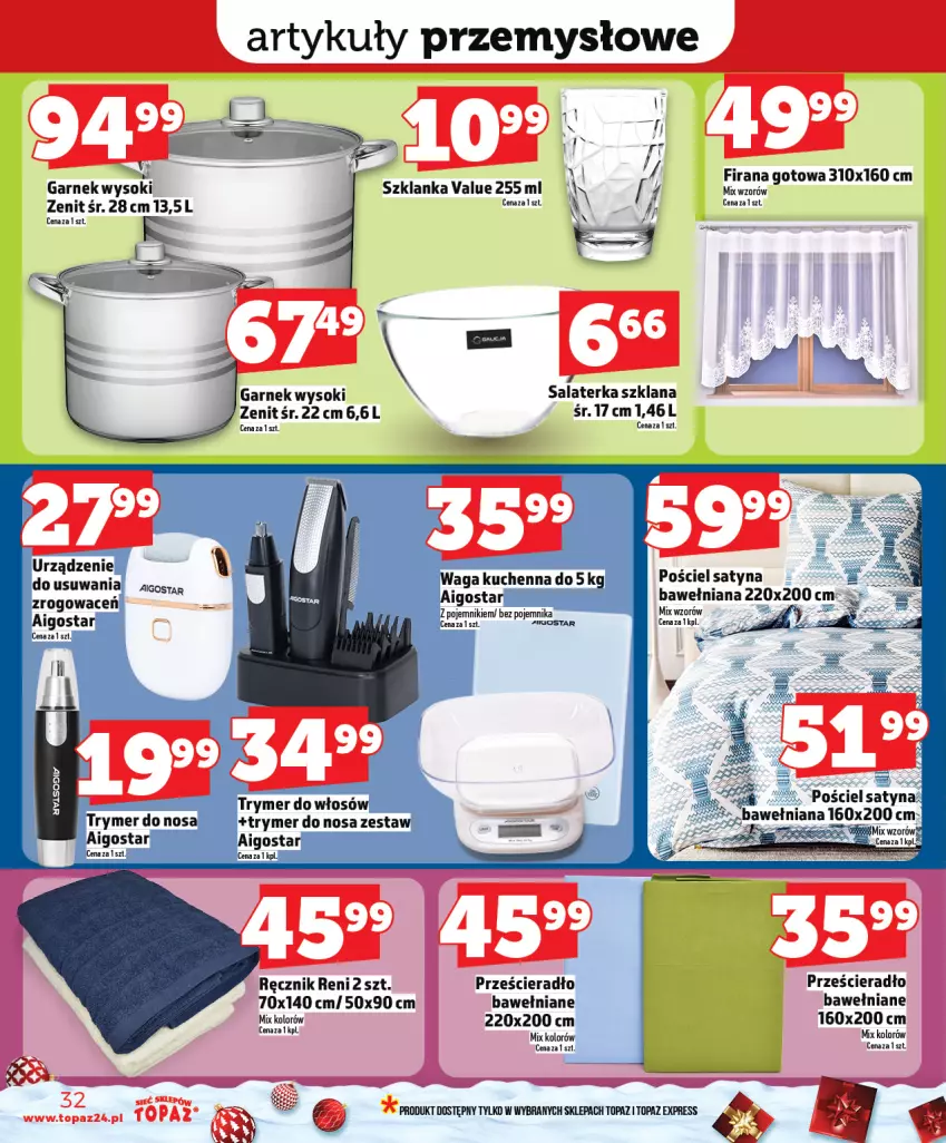 Gazetka promocyjna Topaz - Gazetka - ważna 04.12 do 10.12.2025 - strona 32 - produkty: Garnek, LANA, Pościel, Prześcieradło, Ręcznik, Salaterka, Sok, Szklanka, Top
