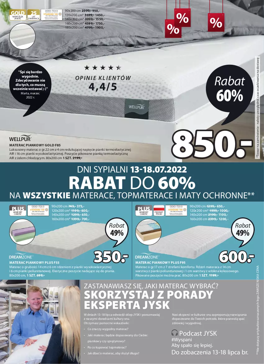 Gazetka promocyjna Jysk - Oferta tygodnia - ważna 13.07 do 26.07.2022 - strona 4 - produkty: Fa, Kokos, Materac, Materac piankowy, Mus, Por, Sok, Tera, Top, Zdrowie