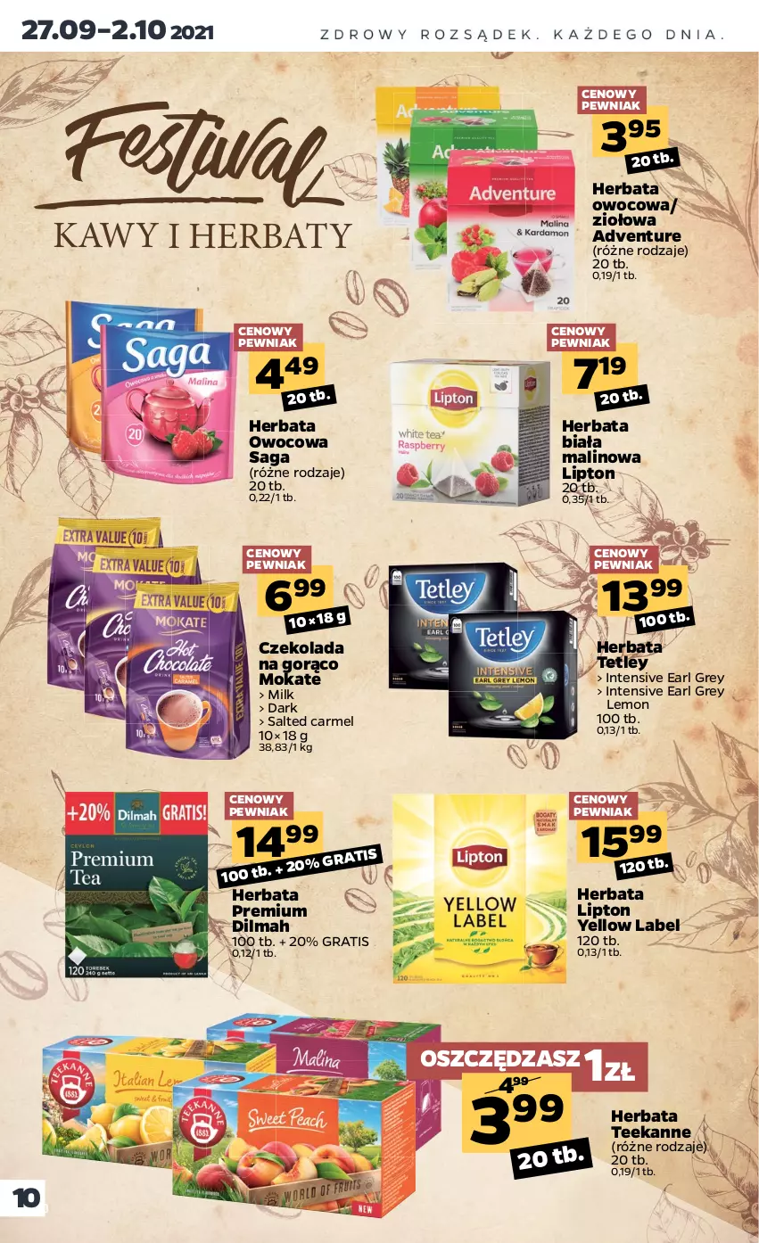 Gazetka promocyjna Netto - Gazetka spożywcza - ważna 27.09 do 02.10.2021 - strona 10 - produkty: Czekolada, Dilmah, Earl Grey, Gra, Herbata, Herbata owocowa, Lipton, Saga, Teekanne, Tetley