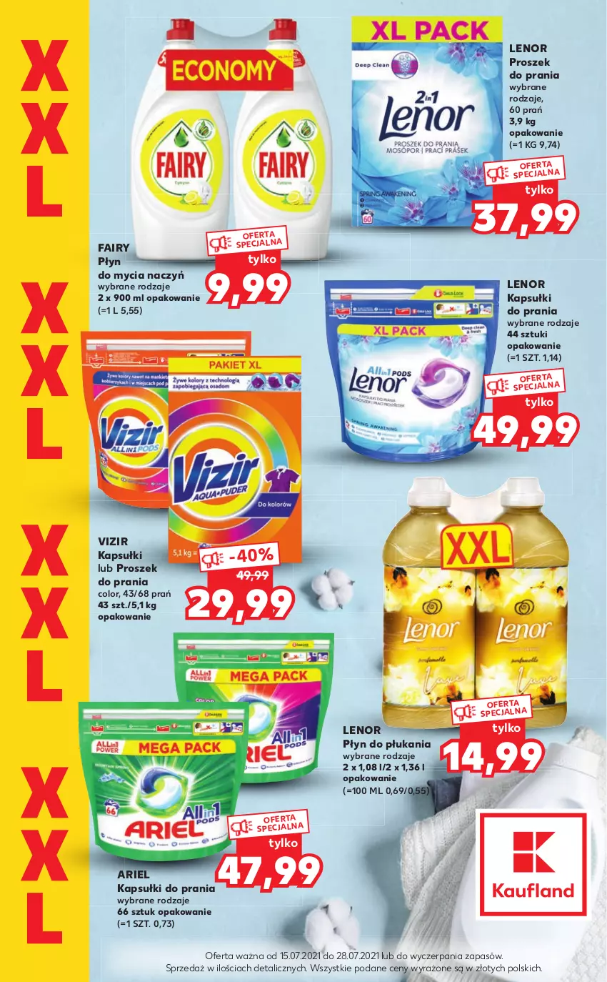 Gazetka promocyjna Kaufland - Oferta specjalna - ważna 15.07 do 28.07.2021 - strona 2 - produkty: Ariel, Do mycia naczyń, Fa, Fairy, Kapsułki do prania, Lenor, Płyn do mycia, Płyn do mycia naczyń, Płyn do płukania, Proszek do prania, Vizir