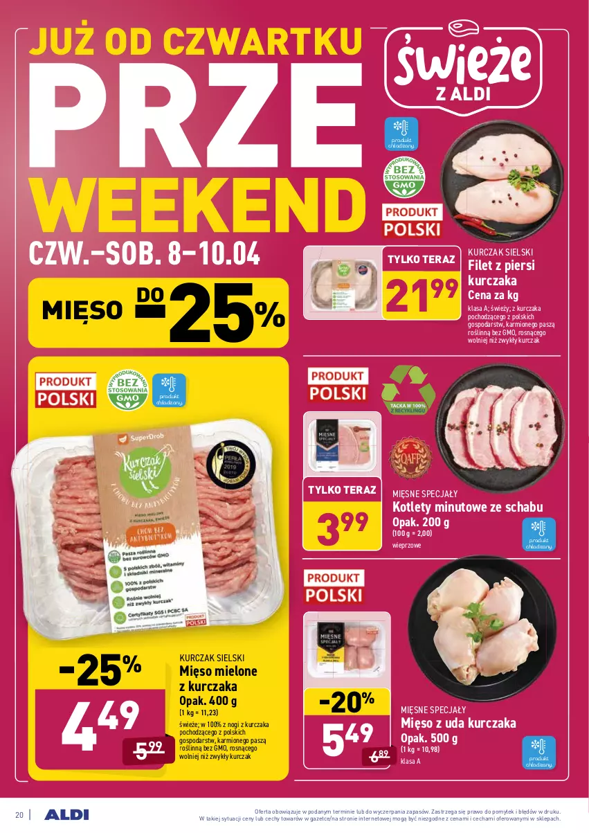 Gazetka promocyjna Aldi - ALE! CENA w ALDI - ważna 06.04 do 10.04.2021 - strona 20 - produkty: Filet z piersi kurczaka, Karmi, Kotlet, Kurczak, Mięsne specjały, Mięso, Mięso mielone, Mięso z uda kurczaka, Tera