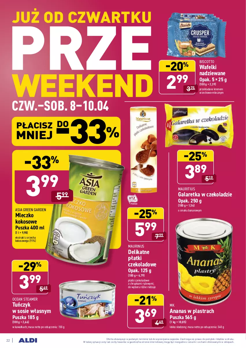 Gazetka promocyjna Aldi - ALE! CENA w ALDI - ważna 06.04 do 10.04.2021 - strona 22 - produkty: Ananas, Ananas w plastrach, Gala, Galaretka, Kawa, Kokos, Mleczko, Ryż, Sos, Tuńczyk