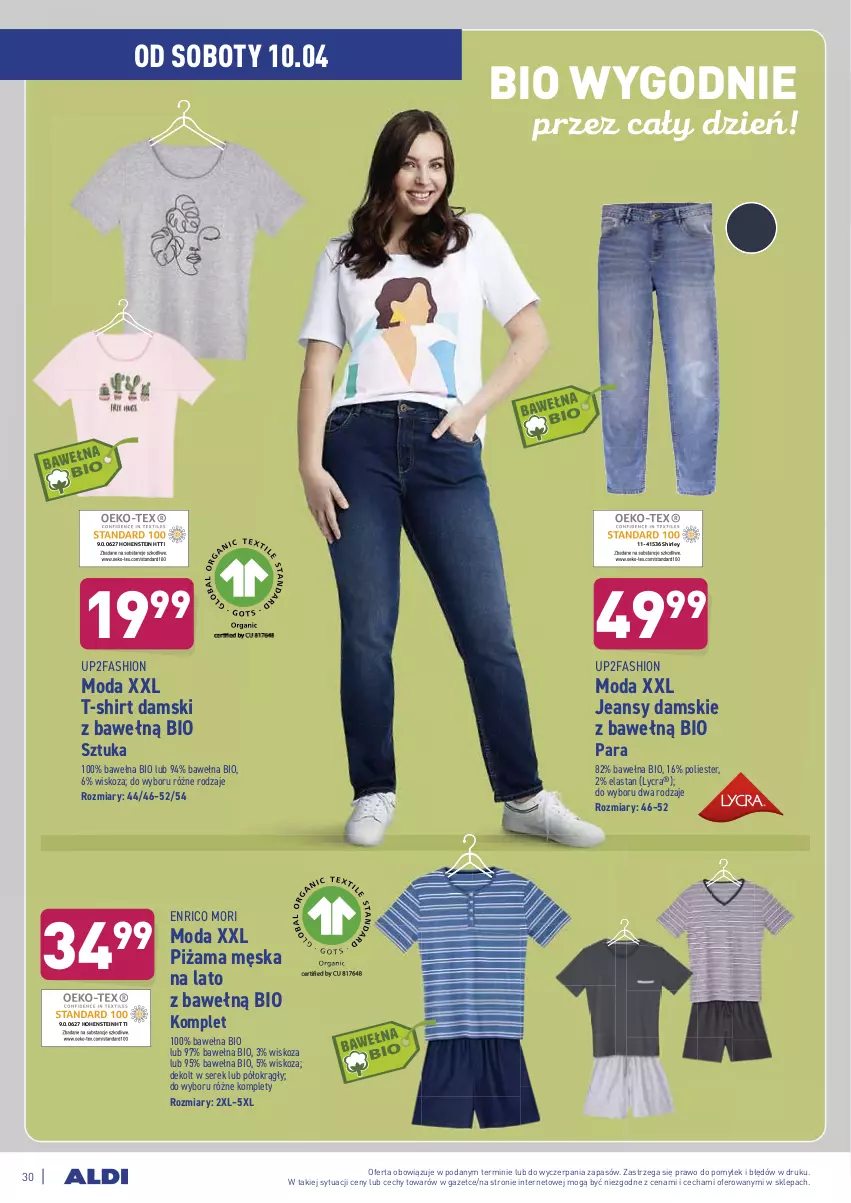 Gazetka promocyjna Aldi - ALE! CENA w ALDI - ważna 06.04 do 10.04.2021 - strona 30 - produkty: Fa, Moda, Piżama, Ser, Serek, T-shirt, Wełna