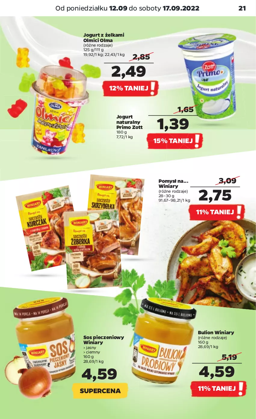 Gazetka promocyjna Netto - Artykuły spożywcze - ważna 12.09 do 17.09.2022 - strona 21 - produkty: Bulion, Jogurt, Jogurt naturalny, Lion, Olma, Piec, Sos, Sos pieczeniowy, Winiary, Zott