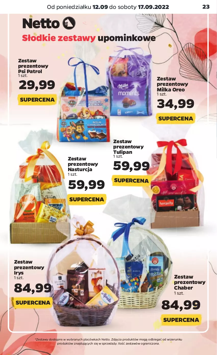 Gazetka promocyjna Netto - Artykuły spożywcze - ważna 12.09 do 17.09.2022 - strona 23 - produkty: Gra, Milka, Oreo, Psi Patrol, Tulipan, Zestaw prezentowy