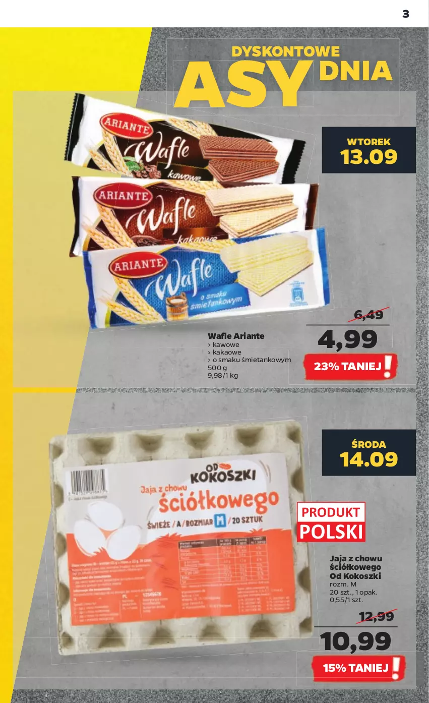 Gazetka promocyjna Netto - Artykuły spożywcze - ważna 12.09 do 17.09.2022 - strona 3 - produkty: Jaja, Kakao, Kokos, Kosz, Wafle