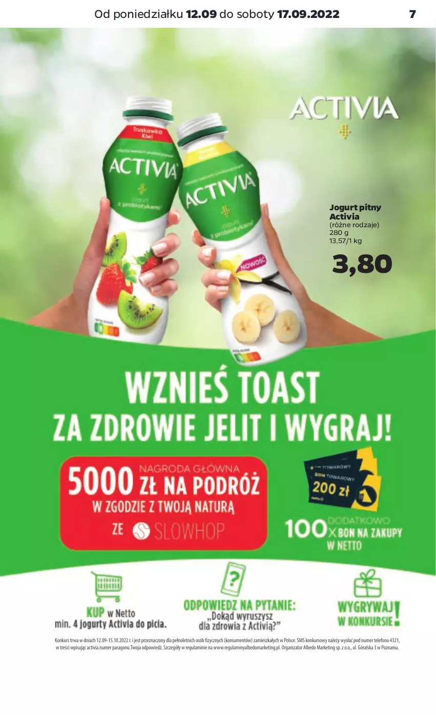 Gazetka promocyjna Netto - Artykuły spożywcze - ważna 12.09 do 17.09.2022 - strona 7 - produkty: Activia, Jogurt, Jogurt pitny