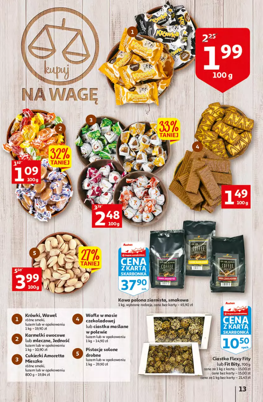 Gazetka promocyjna Auchan - przeNISKIE CENY WAKACYJNE przeOKAZJE Hipermarkety - ważna 23.06 do 29.06.2022 - strona 13 - produkty: Ciastka, Cukier, Cukierki, Kawa, Pistacje, Wawel