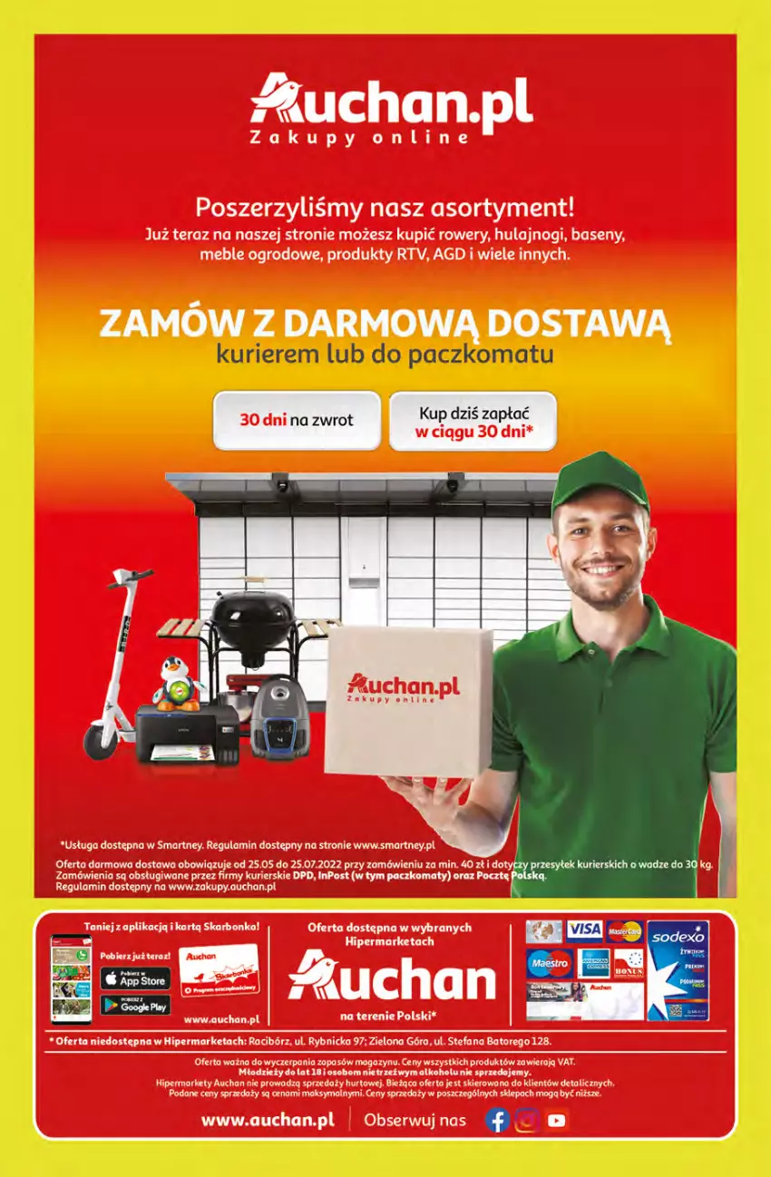 Gazetka promocyjna Auchan - przeNISKIE CENY WAKACYJNE przeOKAZJE Hipermarkety - ważna 23.06 do 29.06.2022 - strona 32 - produkty: Koc, Meble, Rower, Ser, Tera