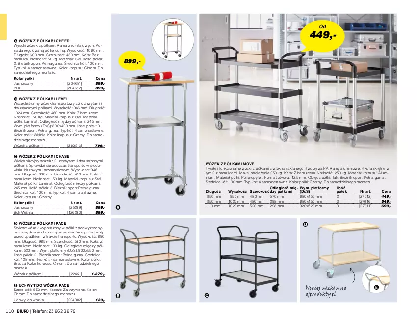 Gazetka promocyjna AJ Produkty - Zima 2021 - ważna 01.01 do 31.03.2021 - strona 110 - produkty: Bieżnik, Biuro, Półka, Por, Rama, Sok, Sport, Telefon, Tran, Wózek, Wózek transportowy