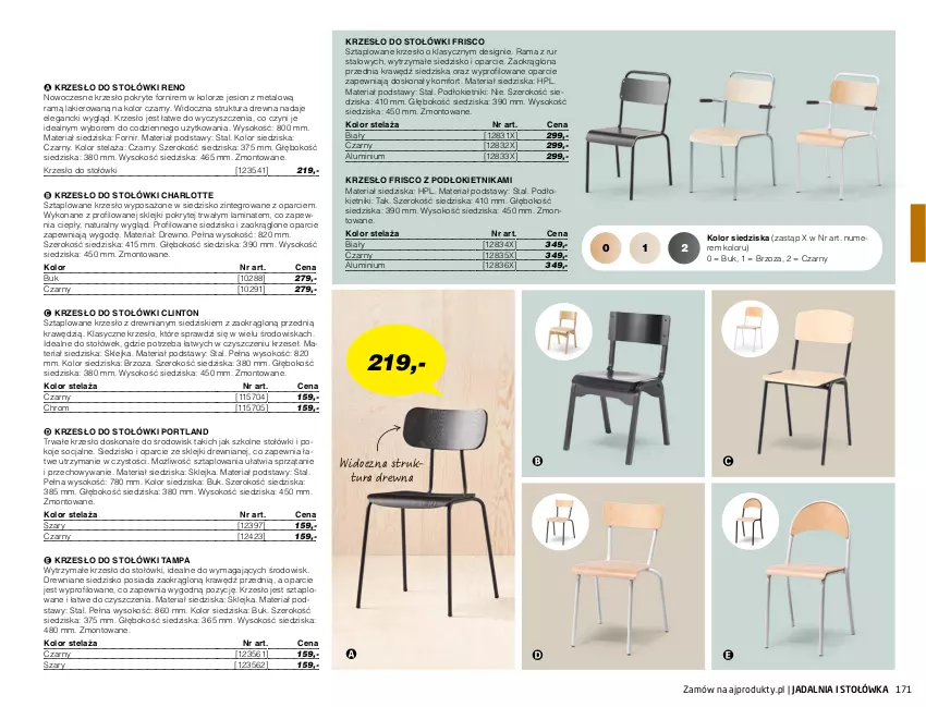 Gazetka promocyjna AJ Produkty - Zima 2021 - ważna 01.01 do 31.03.2021 - strona 171 - produkty: Clin, HP, Jadalnia, Klej, Krzesło, Lakier, Por, Rama, Siedzisko, Sok, Sprzątanie