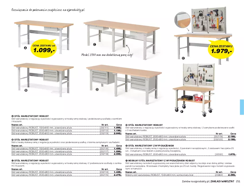 Gazetka promocyjna AJ Produkty - Zima 2021 - ważna 01.01 do 31.03.2021 - strona 251 - produkty: Haczyk, Mobil, Olej, Płyta, Por, Sok, Stół, Stół warsztatowy