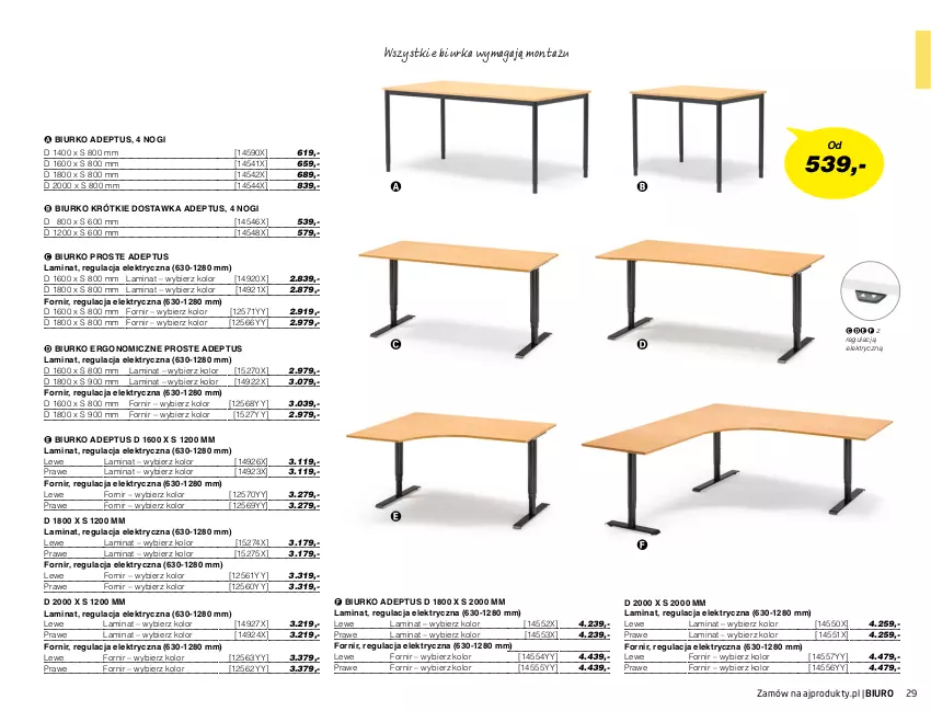 Gazetka promocyjna AJ Produkty - Zima 2021 - ważna 01.01 do 31.03.2021 - strona 29 - produkty: Biurka, Biurko, Biuro