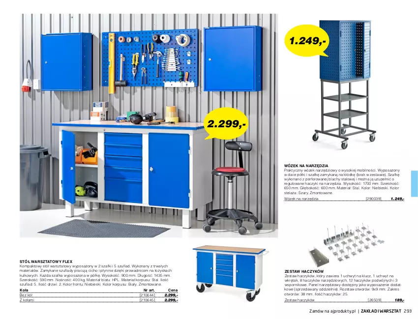 Gazetka promocyjna AJ Produkty - Zima 2021 - ważna 01.01 do 31.03.2021 - strona 293 - produkty: Drzwi, Haczyk, HP, Mobil, Por, Sok, Stół, Stół warsztatowy, Szafka, Wkręt, Wózek