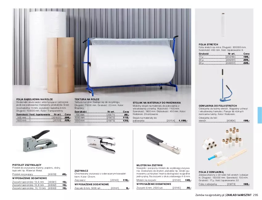 Gazetka promocyjna AJ Produkty - Zima 2021 - ważna 01.01 do 31.03.2021 - strona 295 - produkty: Młot, Młotek, Mobil, Mule, Papier, Pistolet, Por, Sok, Sport, Stojak, Tran