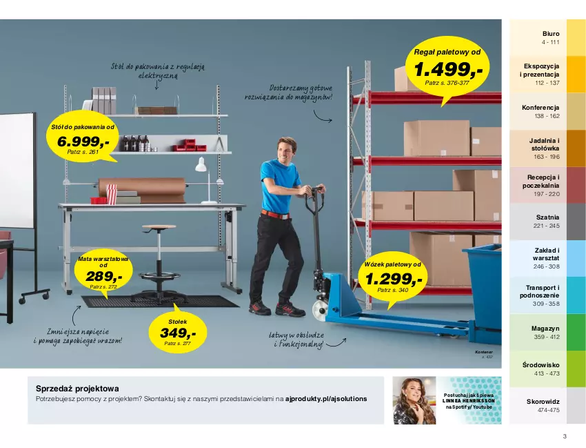 Gazetka promocyjna AJ Produkty - Zima 2021 - ważna 01.01 do 31.03.2021 - strona 3 - produkty: Biuro, Jadalnia, Por, Regał, Sport, Stół, Stołek, Tran, Wózek