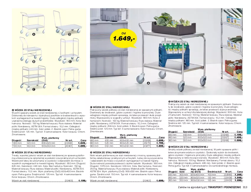 Gazetka promocyjna AJ Produkty - Zima 2021 - ważna 01.01 do 31.03.2021 - strona 313 - produkty: Bieżnik, Półka, Por, Rura, Sok, Sport, Tran, Wózek