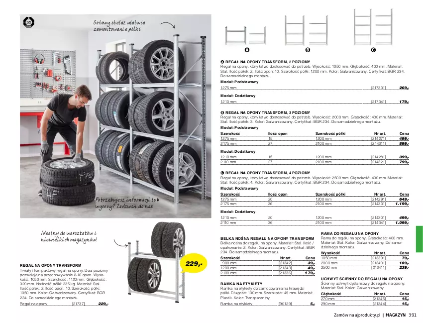 Gazetka promocyjna AJ Produkty - Zima 2021 - ważna 01.01 do 31.03.2021 - strona 391 - produkty: O nas, Opony, Rama, Ramka, Regał, Sok, Tran