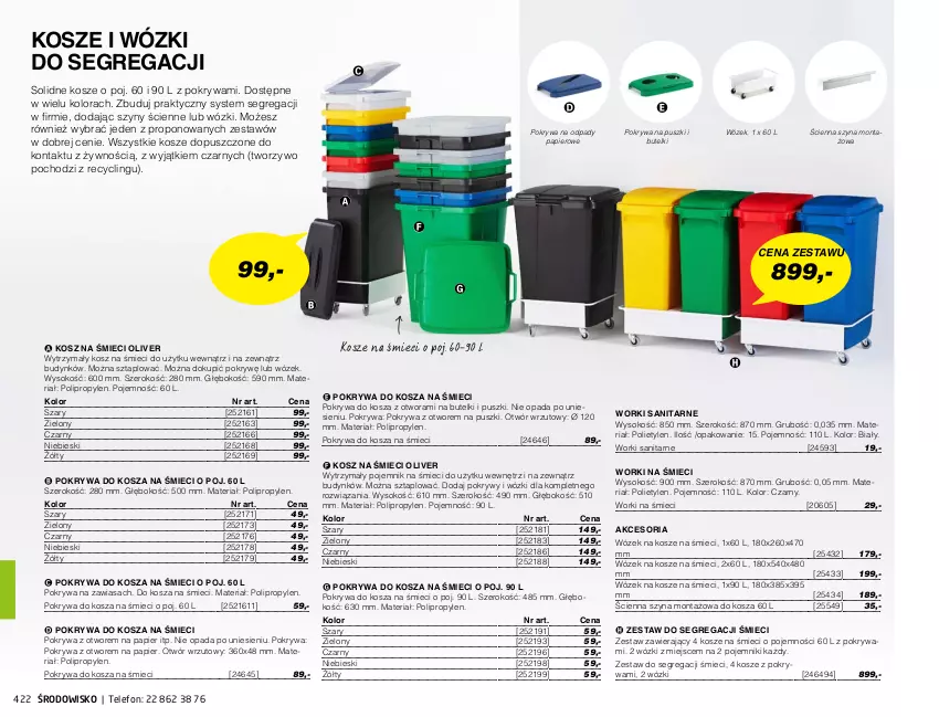 Gazetka promocyjna AJ Produkty - Zima 2021 - ważna 01.01 do 31.03.2021 - strona 422 - produkty: Clin, Kosz, Papier, Pojemnik, Pojemnik na śmieci, Pokrywa, Sok, Szyna, Szyny, Telefon, Worki na śmiec, Worki na śmieci, Wózek