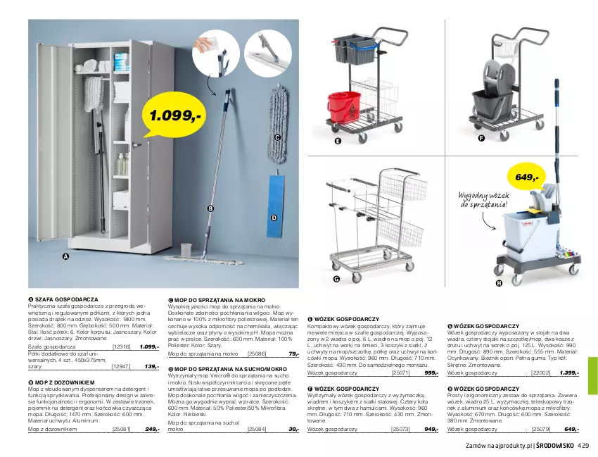 Gazetka promocyjna AJ Produkty - Zima 2021 - ważna 01.01 do 31.03.2021 - strona 429 - produkty: Bieżnik, Cynk, Dozownik, Drzwi, Fa, Kosz, LG, Mop, Pojemnik, Półka, Por, Ser, Sok, Stojak, Szafa, Teleskop, Uchwyty, Wiadro, Worki na śmiec, Worki na śmieci, Wózek