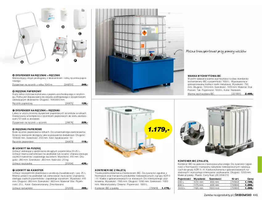 Gazetka promocyjna AJ Produkty - Zima 2021 - ważna 01.01 do 31.03.2021 - strona 441 - produkty: Dozownik, Paleta, Papier, Piec, Pojemnik, Por, Ręcznik, Ręczniki papierowe, Ser, Sok, Sport, Stojak, Tran, Wanna