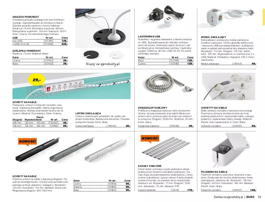 Gazetka promocyjna AJ Produkty - Zima 2021 - ważna 01.01 do 31.03.2021 - strona 53 - produkty: Biurka, Biuro, Dzieci, Kret, Listwa, Piec, Pojemnik, Por, Silan, Sok, Uchwyty, Warka