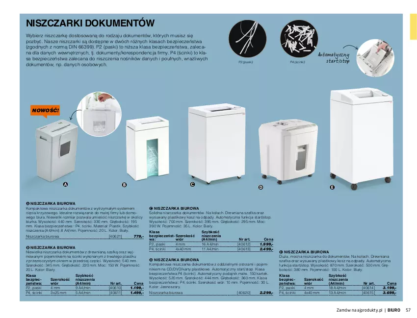 Gazetka promocyjna AJ Produkty - Zima 2021 - ważna 01.01 do 31.03.2021 - strona 57 - produkty: Biurka, Biuro, Kosz, Kosz na odpady, Mus, Niszczarka, Piec, Pojemnik, Sok, Szafka, Top