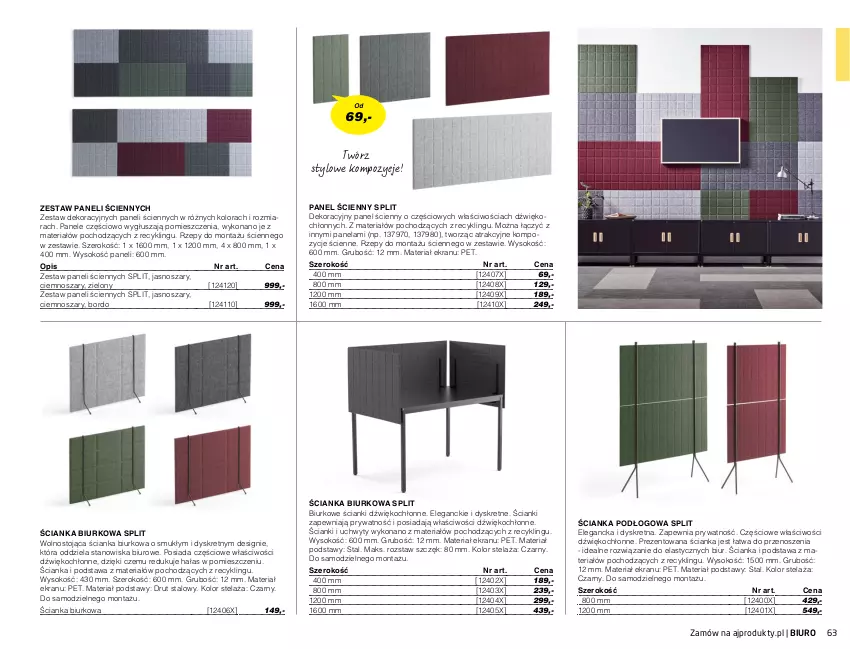 Gazetka promocyjna AJ Produkty - Zima 2021 - ważna 01.01 do 31.03.2021 - strona 63 - produkty: Biurko, Biuro, Koc, Kret, Panel ścienny, Sok, Uchwyty