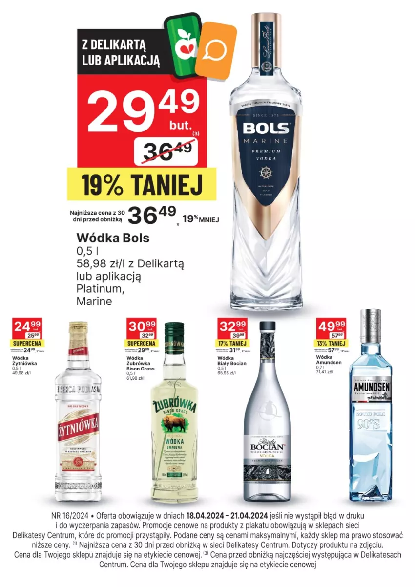 Gazetka promocyjna Delikatesy Centrum - Folder alkoholowy DC16 - ważna 18.04 do 21.04.2024 - strona 1 - produkty: Amundsen, Biały Bocian, Bols, Gra, Rum, Wiko, Wódka