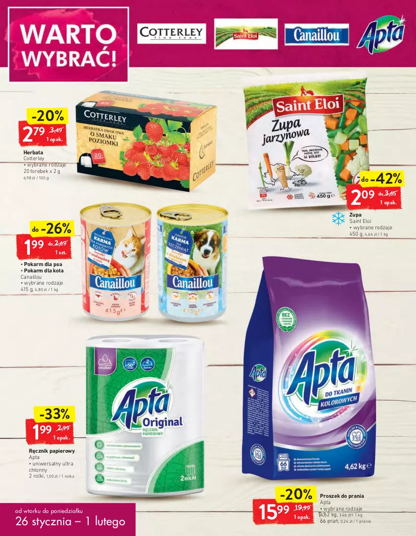 Gazetka promocyjna Intermarche - Maxi Okazje - ważna 26.01 do 01.02.2021 - strona 22 - produkty: Canaillou, Herbata, Papier, Proszek do prania, Ręcznik, Rolki, Zupa