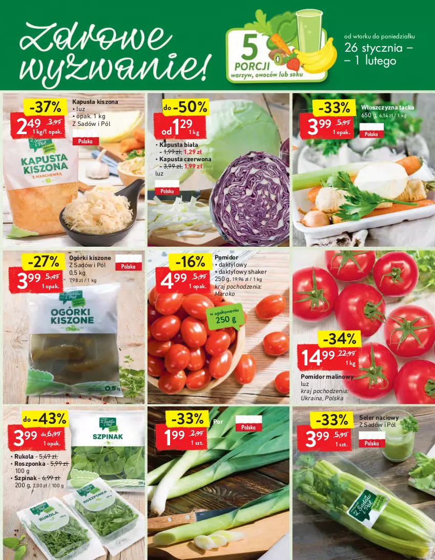 Gazetka promocyjna Intermarche - Maxi Okazje - ważna 26.01 do 01.02.2021 - strona 7 - produkty: Pomidor malinowy, Por, Roszponka, Rukola, Seler naciowy, Szpinak