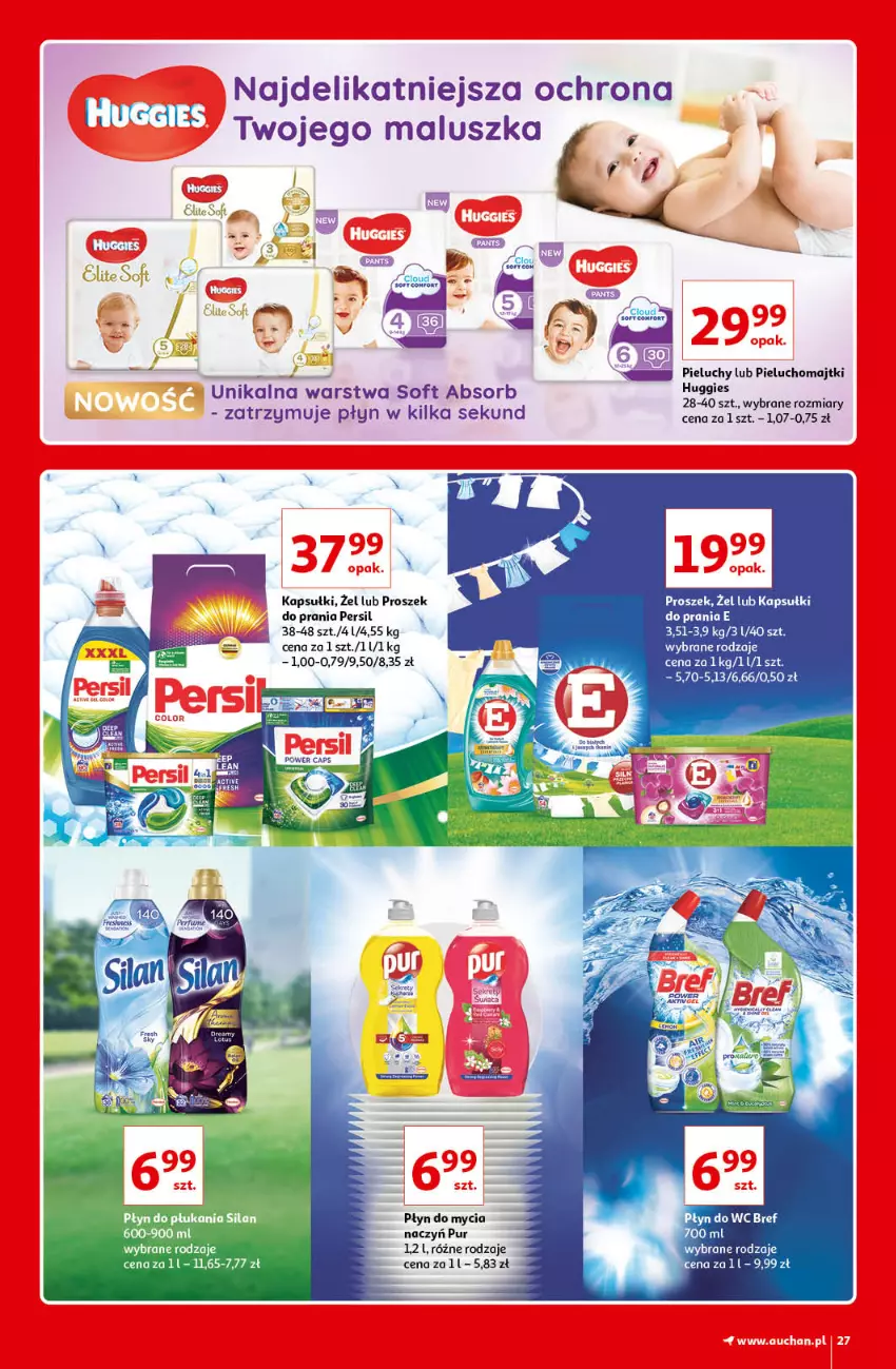 Gazetka promocyjna Auchan - Kultowe Marki Hipermarkety - ważna 09.09 do 15.09.2021 - strona 27 - produkty: Bref, Huggies, Kapsułki do prania, Majtki, Persil, Pieluchomajtki, Pieluchy, Płyn do mycia, Płyn do płukania, Płyn do wc, Pur, Silan