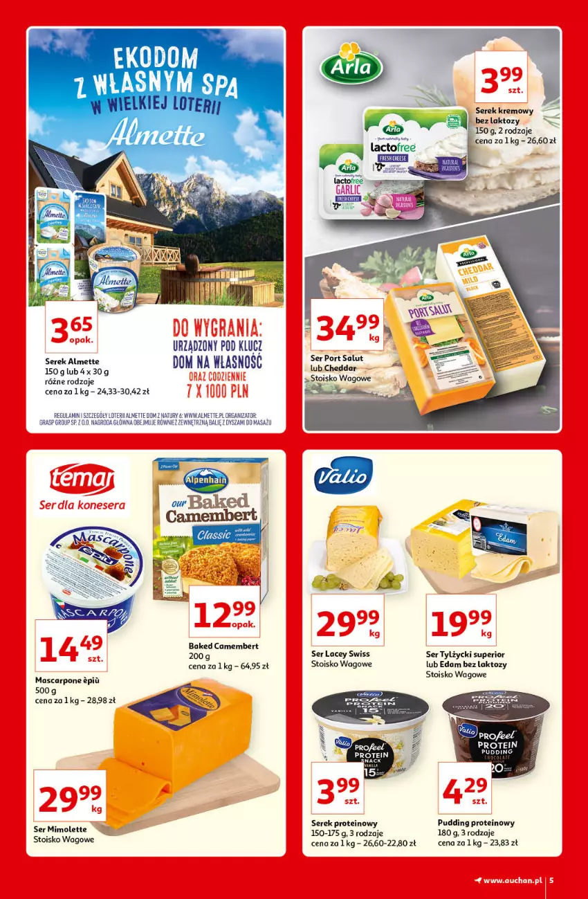 Gazetka promocyjna Auchan - Kultowe Marki Hipermarkety - ważna 09.09 do 15.09.2021 - strona 5 - produkty: Almette, Camembert, Edam, Gra, Mascarpone, Pudding, Ser, Ser tylżycki, Serek