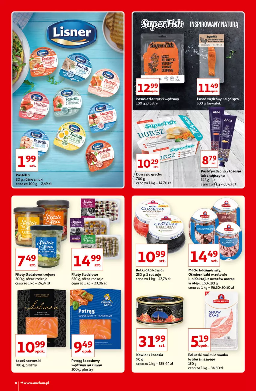 Gazetka promocyjna Auchan - Kultowe Marki Hipermarkety - ważna 09.09 do 15.09.2021 - strona 8 - produkty: Dorsz, Fa, Kawa, Kawior, Olej, Pstrąg, Pstrąg łososiowy, Sos, Surimi, Tuńczyk, Wałek